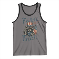 Funny Raccoon Patriotic Tank Top Feral But Free 4th Of July American Flag