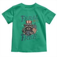 Funny Raccoon Patriotic Toddler T Shirt Feral But Free 4th Of July American Flag
