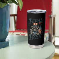 Funny Raccoon Patriotic Tumbler Cup Feral But Free 4th Of July American Flag