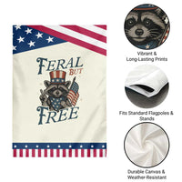 Funny Raccoon Patriotic Garden Flag Feral But Free 4th Of July American Flag