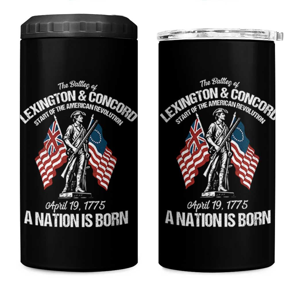 Battle of Lexington and Concord 4 in 1 Can Cooler Tumbler American Revolution April 19 1775 Patriotic