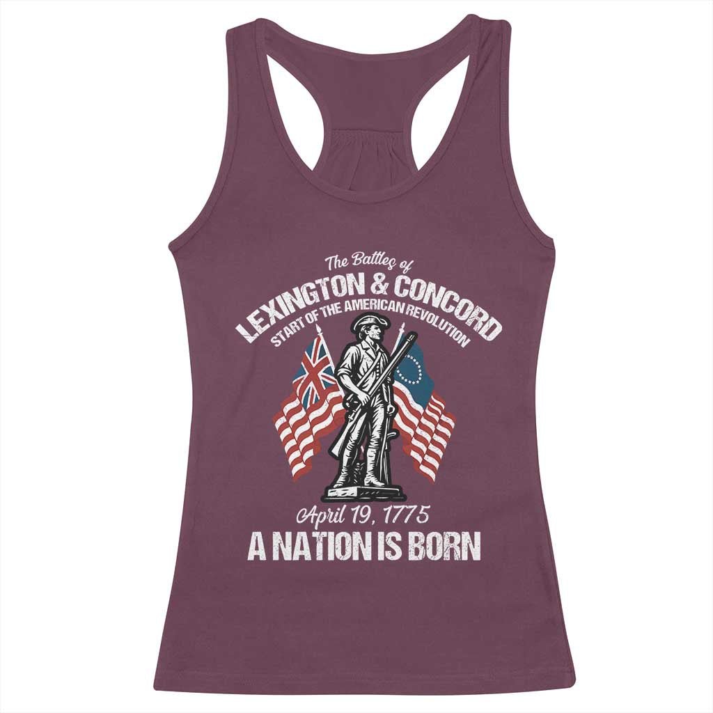 Battle of Lexington and Concord Racerback Tank Top American Revolution April 19 1775 Patriotic
