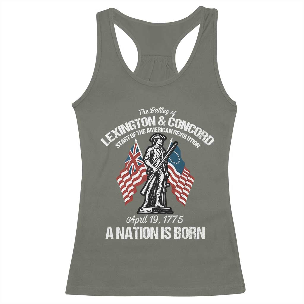 Battle of Lexington and Concord Racerback Tank Top American Revolution April 19 1775 Patriotic