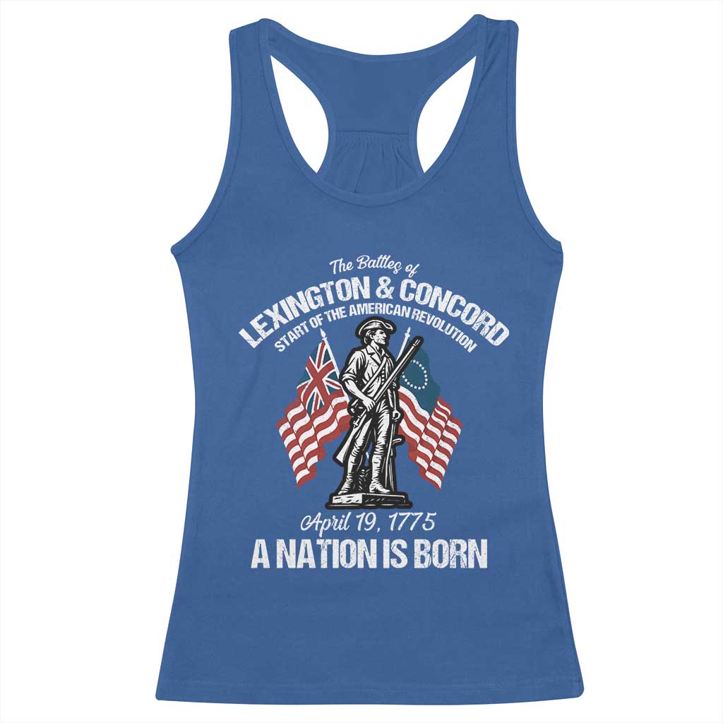 Battle of Lexington and Concord Racerback Tank Top American Revolution April 19 1775 Patriotic
