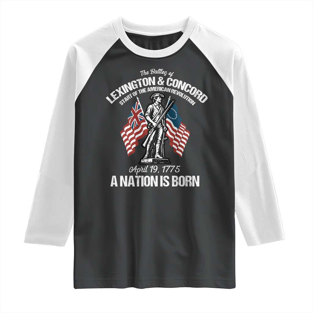 Battle of Lexington and Concord Raglan Shirt American Revolution April 19 1775 Patriotic