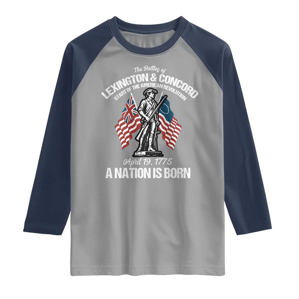 Battle of Lexington and Concord Raglan Shirt American Revolution April 19 1775 Patriotic