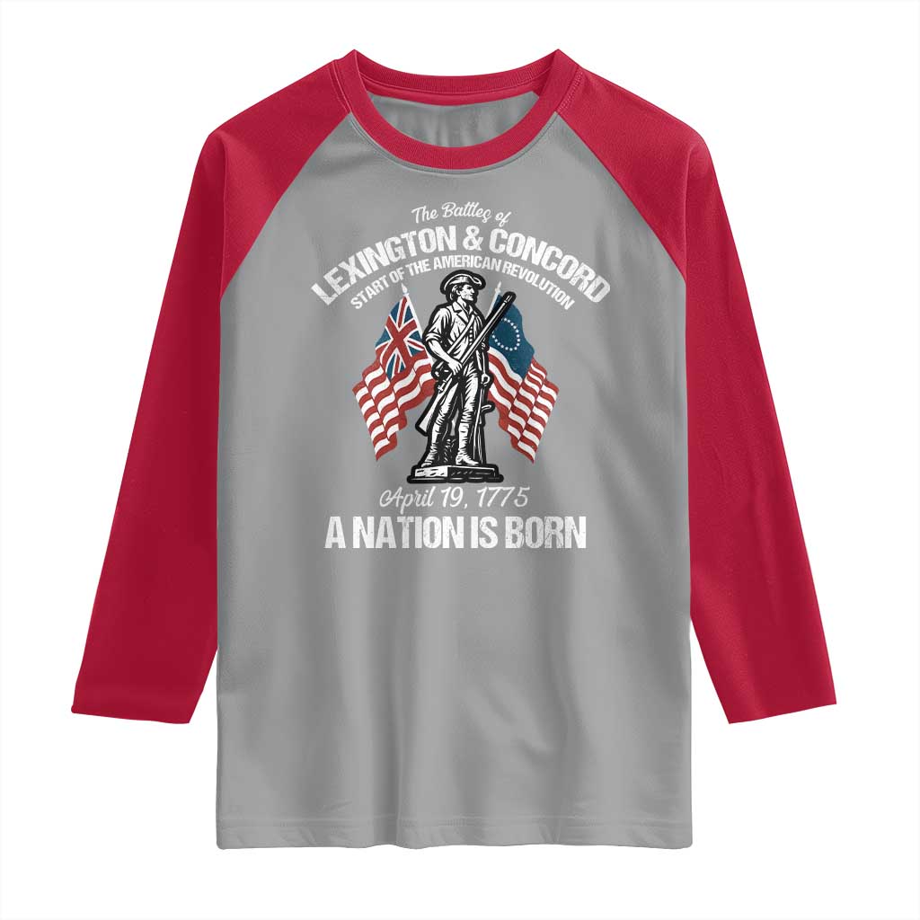 Battle of Lexington and Concord Raglan Shirt American Revolution April 19 1775 Patriotic