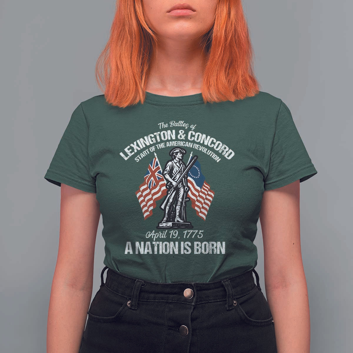 Battle of Lexington and Concord T Shirt For Women American Revolution April 19 1775 Patriotic