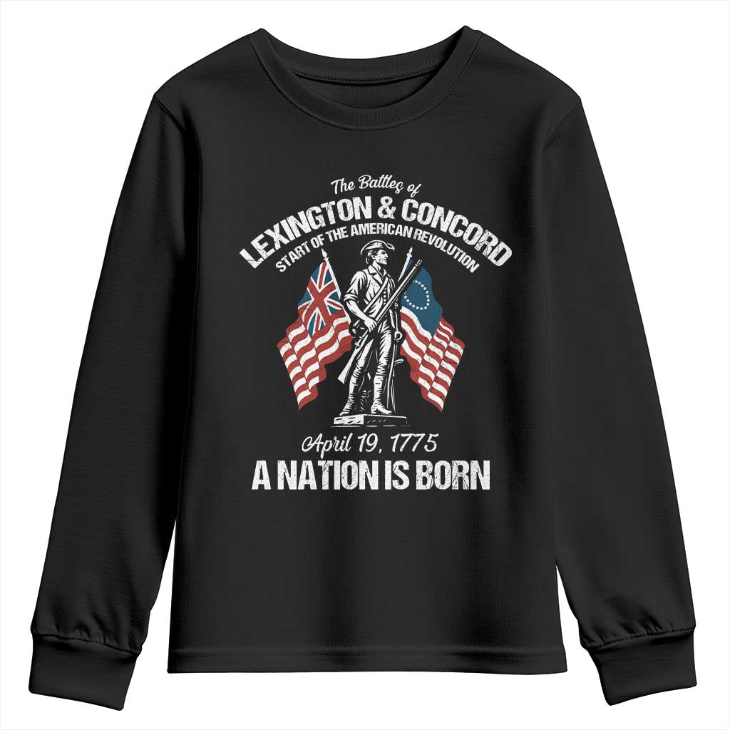 Battle of Lexington and Concord Youth Sweatshirt American Revolution April 19 1775 Patriotic