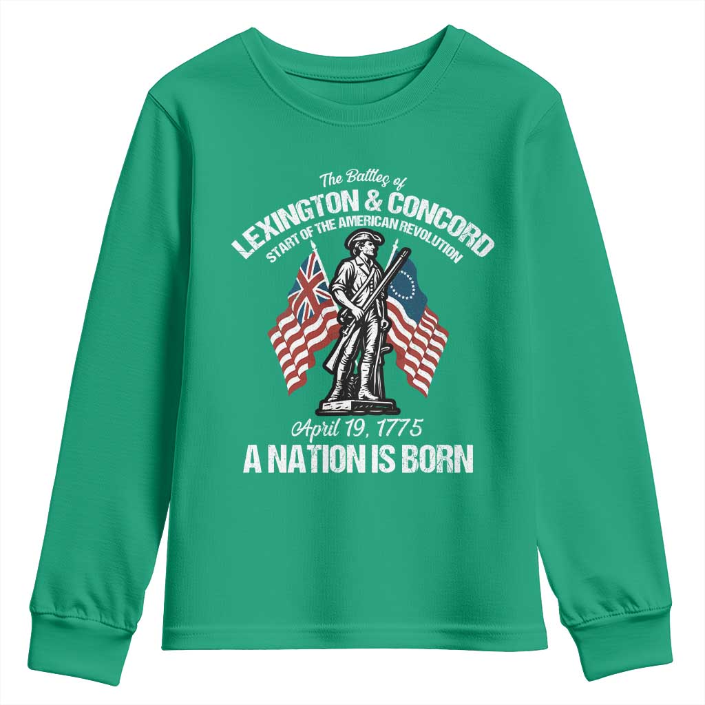 Battle of Lexington and Concord Youth Sweatshirt American Revolution April 19 1775 Patriotic