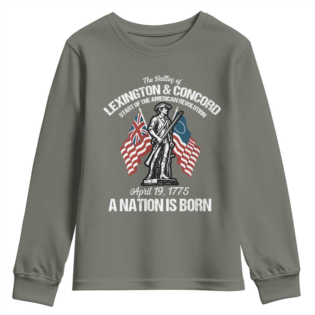 Battle of Lexington and Concord Youth Sweatshirt American Revolution April 19 1775 Patriotic