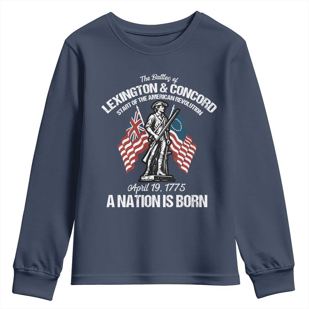Battle of Lexington and Concord Youth Sweatshirt American Revolution April 19 1775 Patriotic