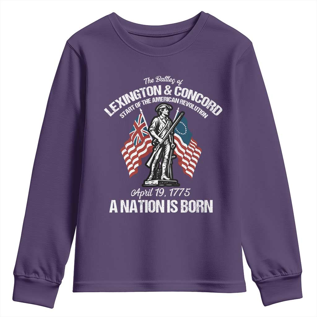 Battle of Lexington and Concord Youth Sweatshirt American Revolution April 19 1775 Patriotic