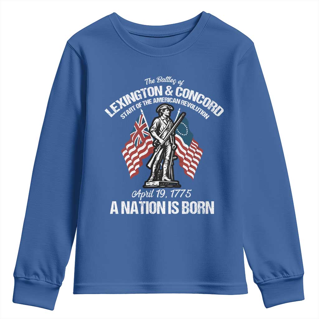 Battle of Lexington and Concord Youth Sweatshirt American Revolution April 19 1775 Patriotic