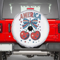 Retro Americana Cherries and Stars Coquette Bow Spare Tire Cover America Cute Patriotic 4th Of July US