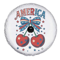 Retro Americana Cherries and Stars Coquette Bow Spare Tire Cover America Cute Patriotic 4th Of July US