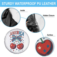 Retro Americana Cherries and Stars Coquette Bow Spare Tire Cover America Cute Patriotic 4th Of July US