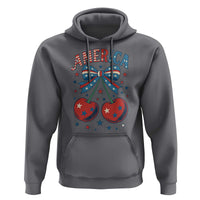 Retro Americana Cherries and Stars Coquette Bow Hoodie America Cute Patriotic 4th Of July US