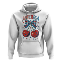 Retro Americana Cherries and Stars Coquette Bow Hoodie America Cute Patriotic 4th Of July US