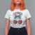 Retro Americana Cherries and Stars Coquette Bow T Shirt For Women America Cute Patriotic 4th Of July US