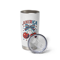 Retro Americana Cherries and Stars Coquette Bow Tumbler Cup America Cute Patriotic 4th Of July US