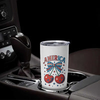 Retro Americana Cherries and Stars Coquette Bow Tumbler Cup America Cute Patriotic 4th Of July US