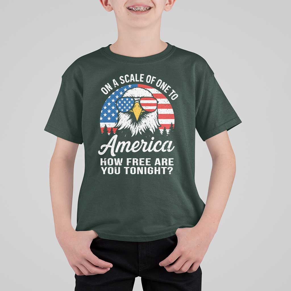 Patriotic Bald Eagle T Shirt For Kid On A Scale Of One To America How Free Are You Tonight