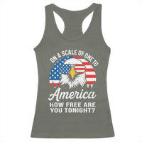 Patriotic Bald Eagle Racerback Tank Top On A Scale Of One To America How Free Are You Tonight