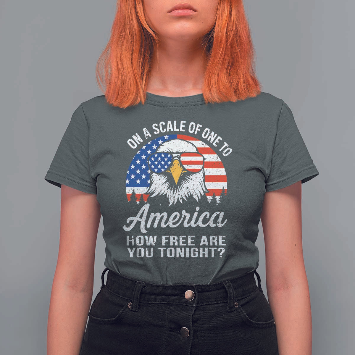 Patriotic Bald Eagle T Shirt For Women On A Scale Of One To America How Free Are You Tonight
