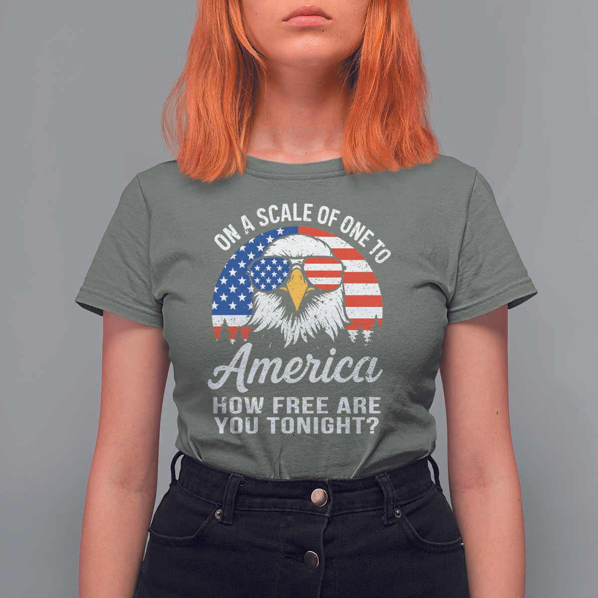 Patriotic Bald Eagle T Shirt For Women On A Scale Of One To America How Free Are You Tonight