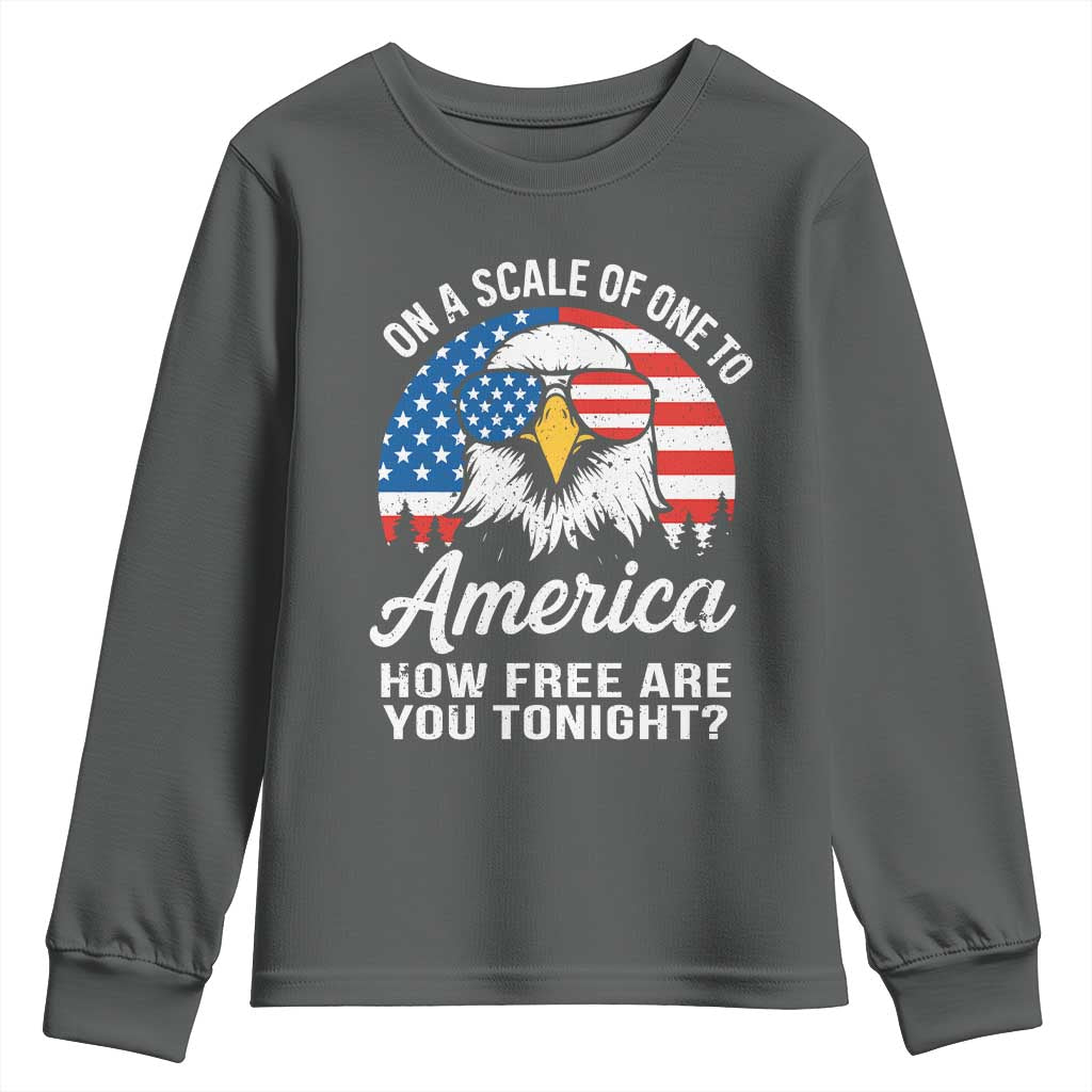 Patriotic Bald Eagle Youth Sweatshirt On A Scale Of One To America How Free Are You Tonight