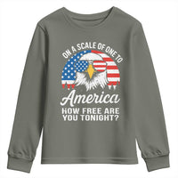 Patriotic Bald Eagle Youth Sweatshirt On A Scale Of One To America How Free Are You Tonight