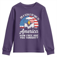 Patriotic Bald Eagle Youth Sweatshirt On A Scale Of One To America How Free Are You Tonight