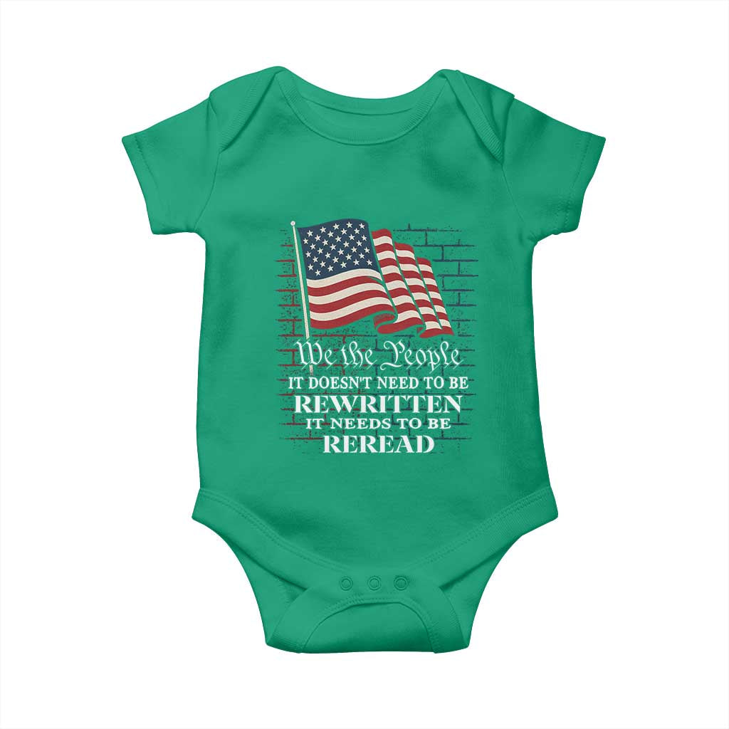 We the People US Flag Baby Onesie It Needs To Be Reread US Constitution - Wonder Print Shop