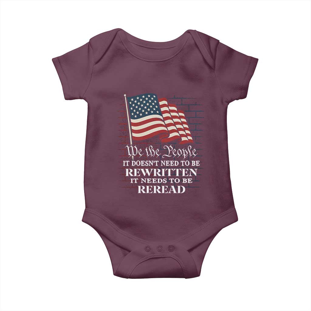 We the People US Flag Baby Onesie It Needs To Be Reread US Constitution - Wonder Print Shop