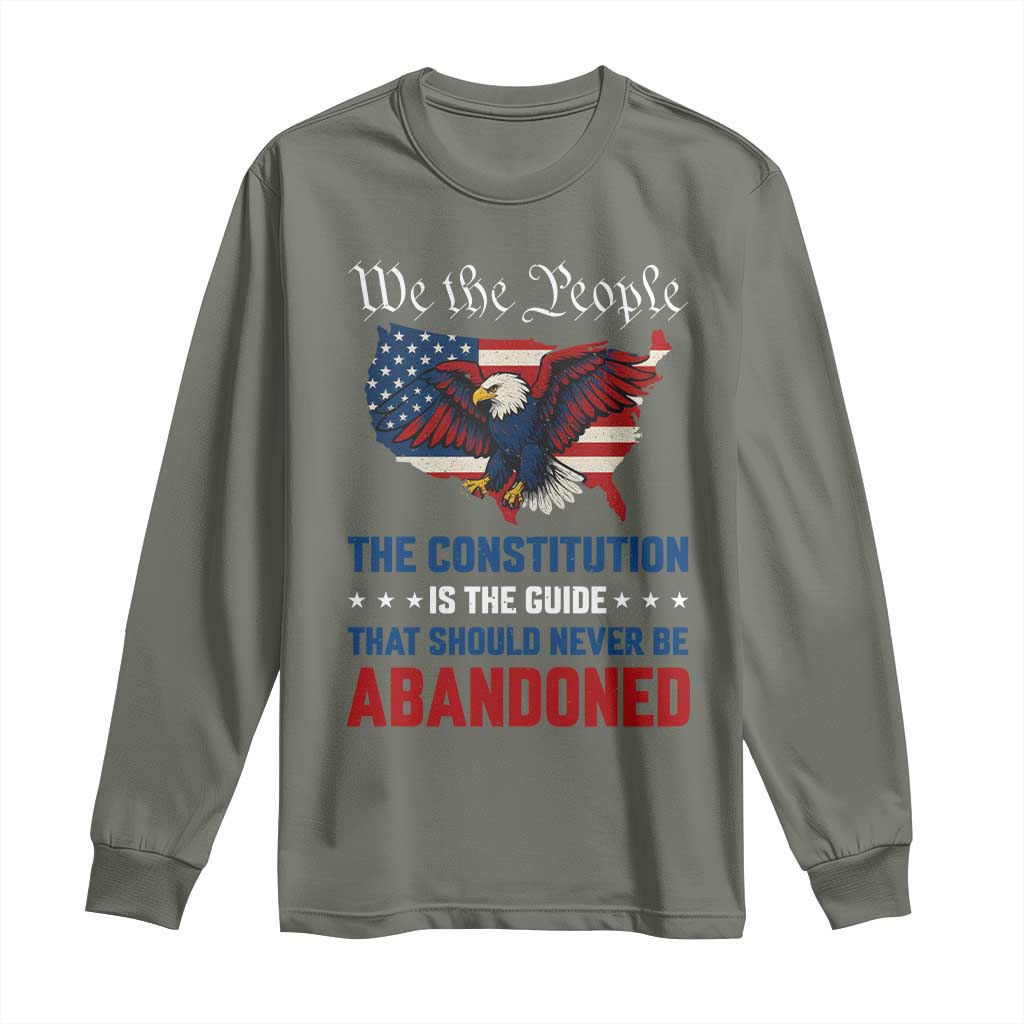 We the People Patriotic Eagle Long Sleeve Shirt Defend the Constitution American Flag