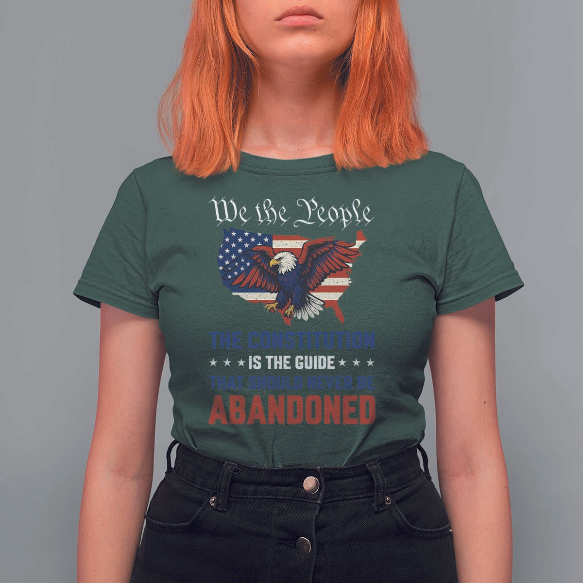 We the People Patriotic Eagle T Shirt For Women Defend the Constitution American Flag