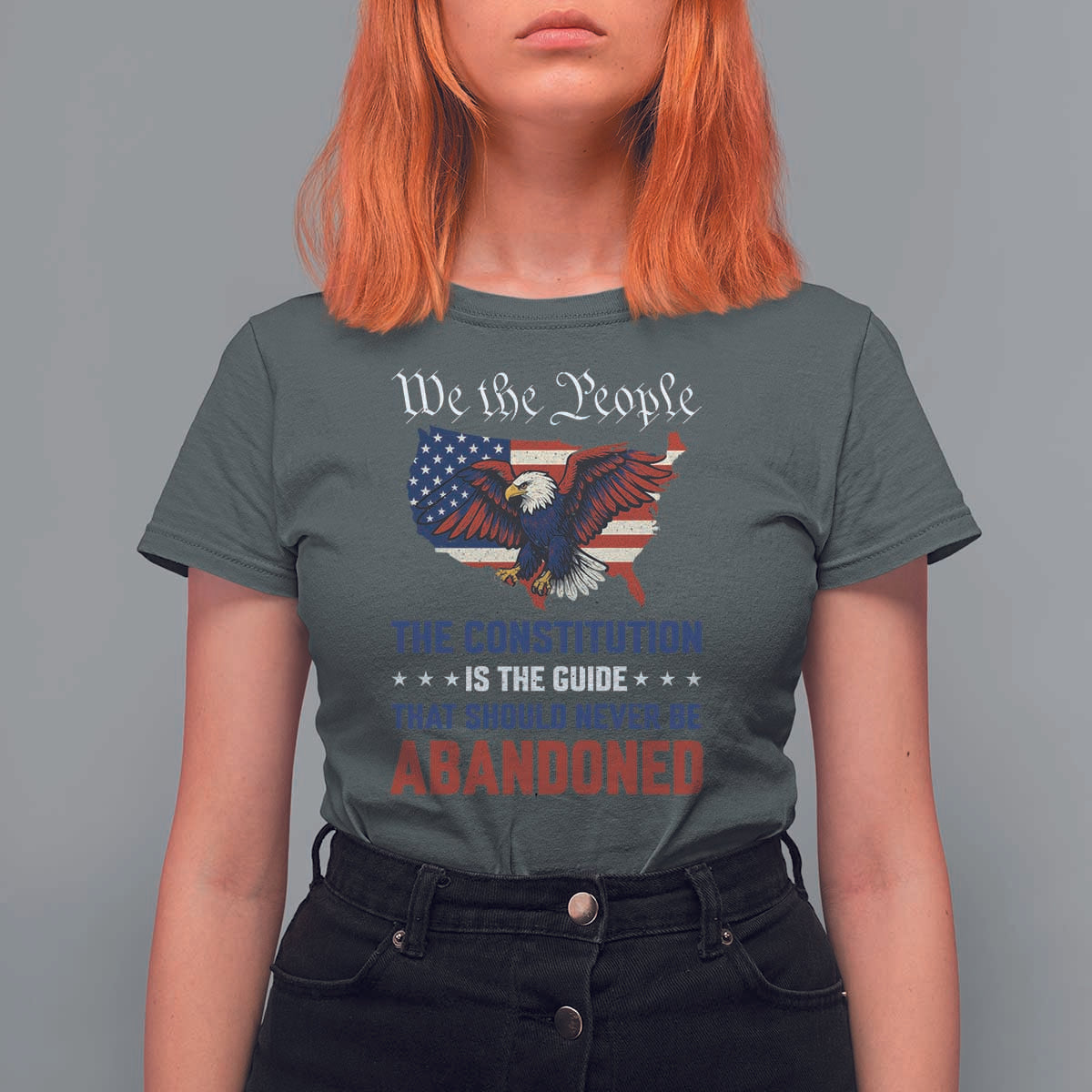 We the People Patriotic Eagle T Shirt For Women Defend the Constitution American Flag