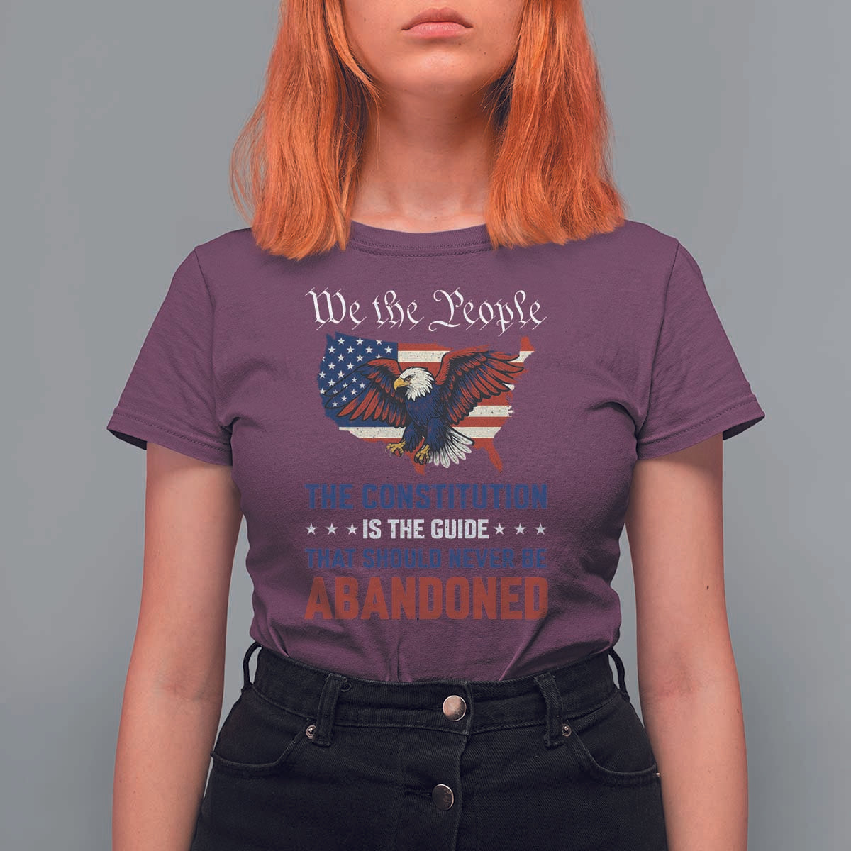We the People Patriotic Eagle T Shirt For Women Defend the Constitution American Flag