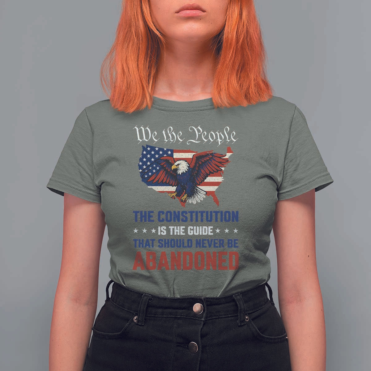 We the People Patriotic Eagle T Shirt For Women Defend the Constitution American Flag