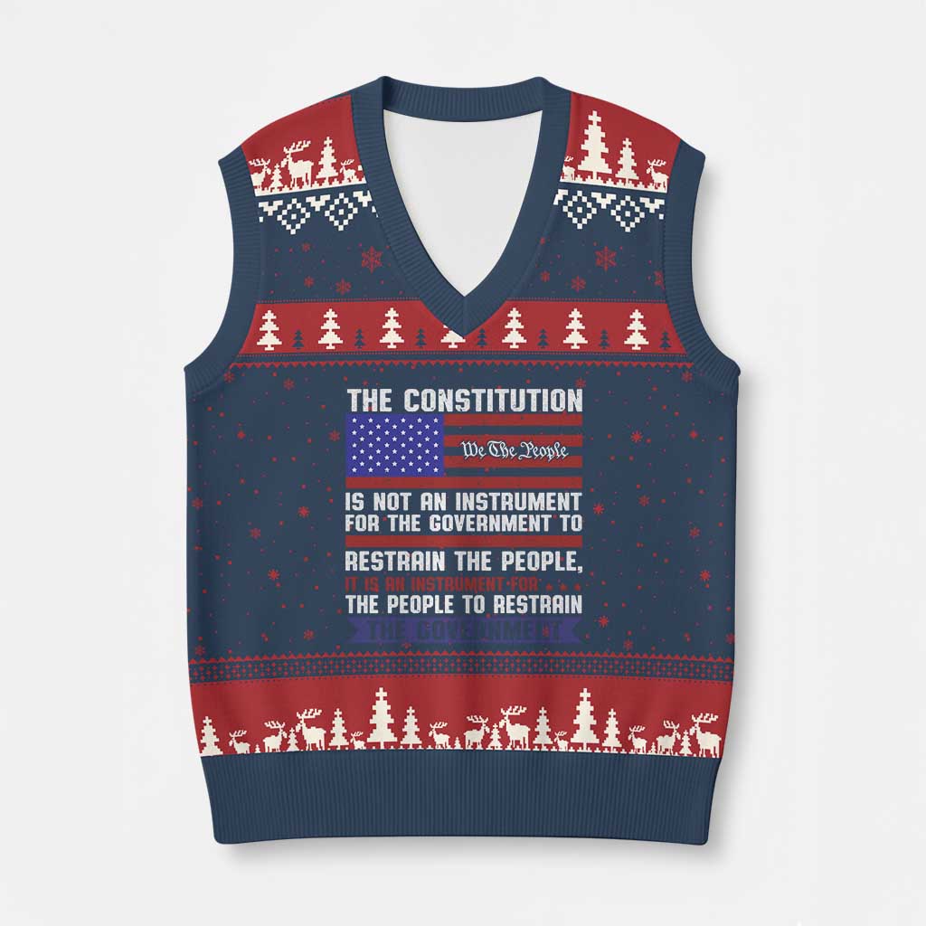 Constitution Liberty American Patriotic V-Neck Knit Sweater Vest We The People US Flag - Wonder Print Shop