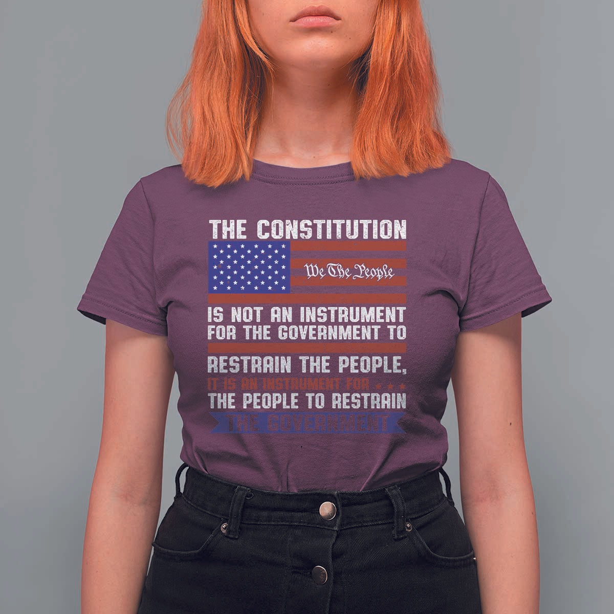 Constitution Liberty American Patriotic T Shirt For Women We The People US Flag - Wonder Print Shop