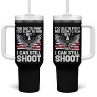 Patriotic Gun Rights Eagle Tumbler With Handle Too Old To Fight Too Slow To Run But Can Still Shoot