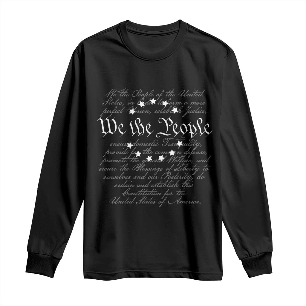 We the People Long Sleeve Shirt US Constitution Preamble 4th Of July Patriotic Stars - Wonder Print Shop