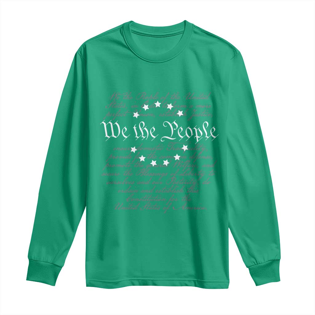We the People Long Sleeve Shirt US Constitution Preamble 4th Of July Patriotic Stars - Wonder Print Shop