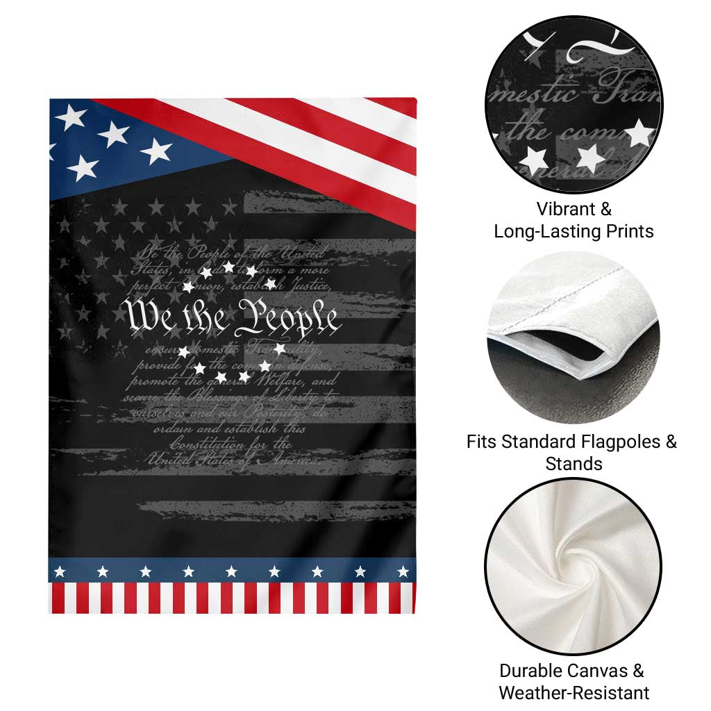 We the People Garden Flag US Constitution Preamble 4th Of July Patriotic Stars