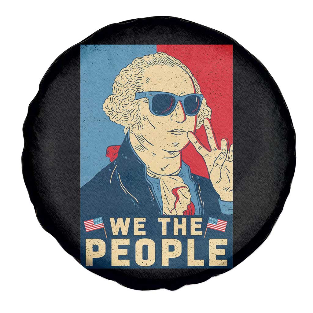 We the People Retro George Washington Spare Tire Cover Patriotic American Founding Fathers Peace Sign