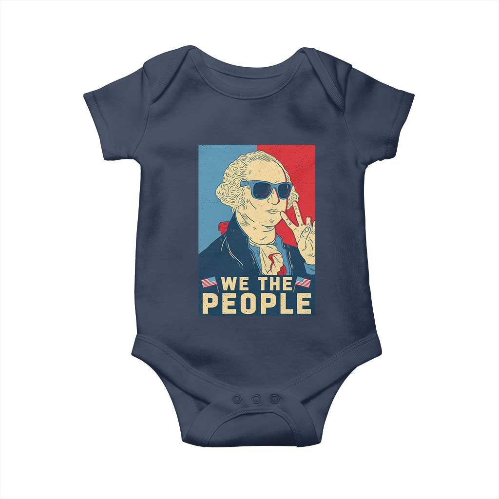 We the People Retro George Washington Baby Onesie Patriotic American Founding Fathers Peace Sign