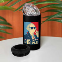 We the People Retro George Washington 4 in 1 Can Cooler Tumbler Patriotic American Founding Fathers Peace Sign