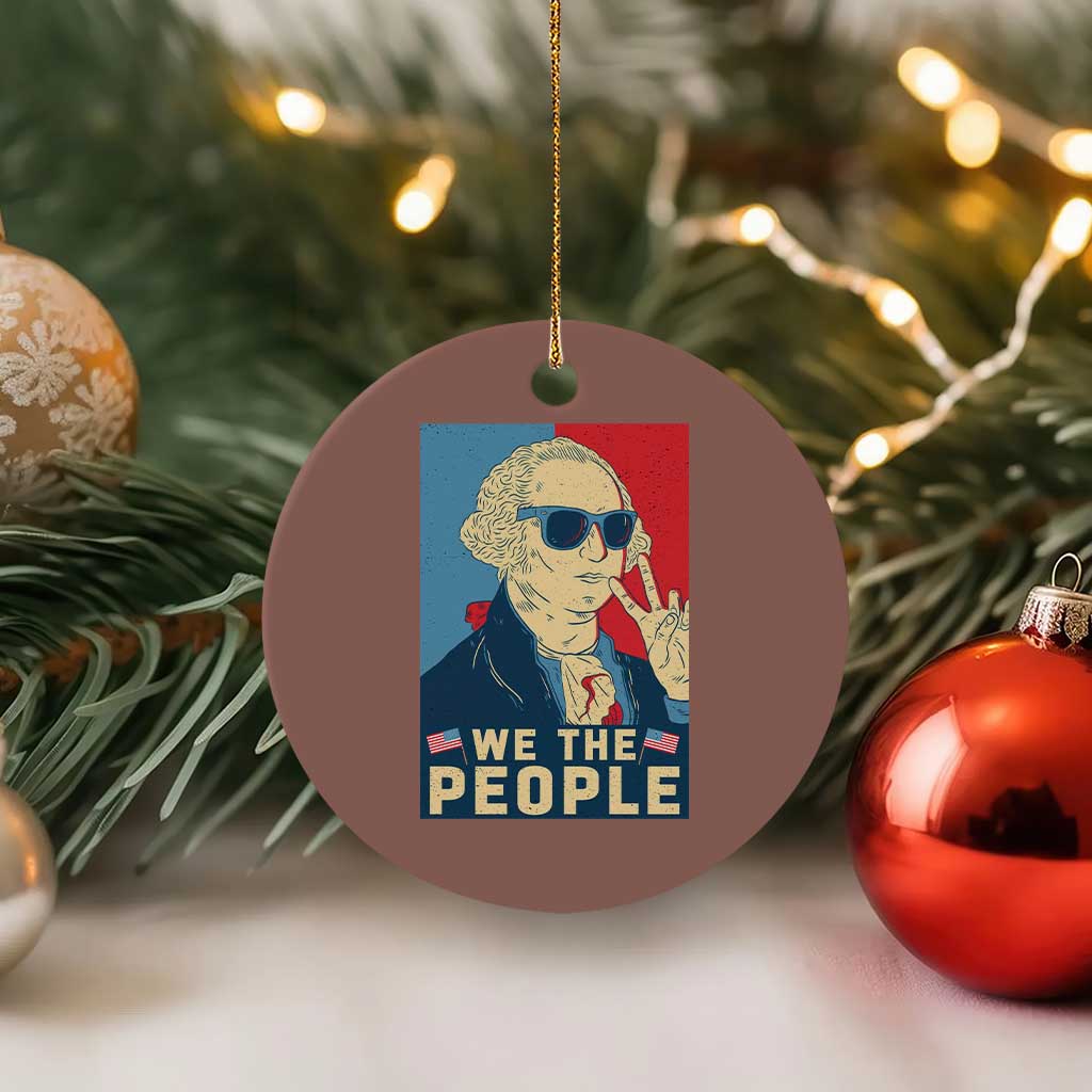 We the People Retro George Washington Ceramic Ornament Patriotic American Founding Fathers Peace Sign - Wonder Print Shop